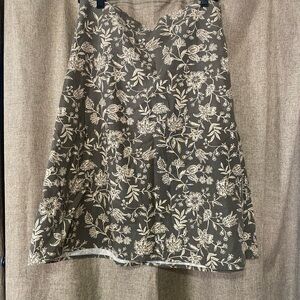 Eddie Bauer Black and Cream Floral A-Line Skirt